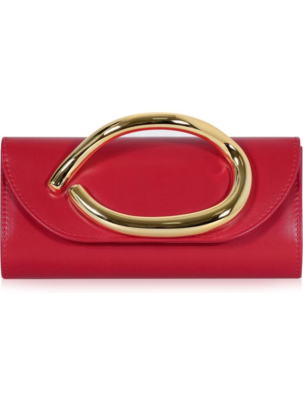 Women's Red Metal Handle Chain Wedding Party Evening Clutch Purse